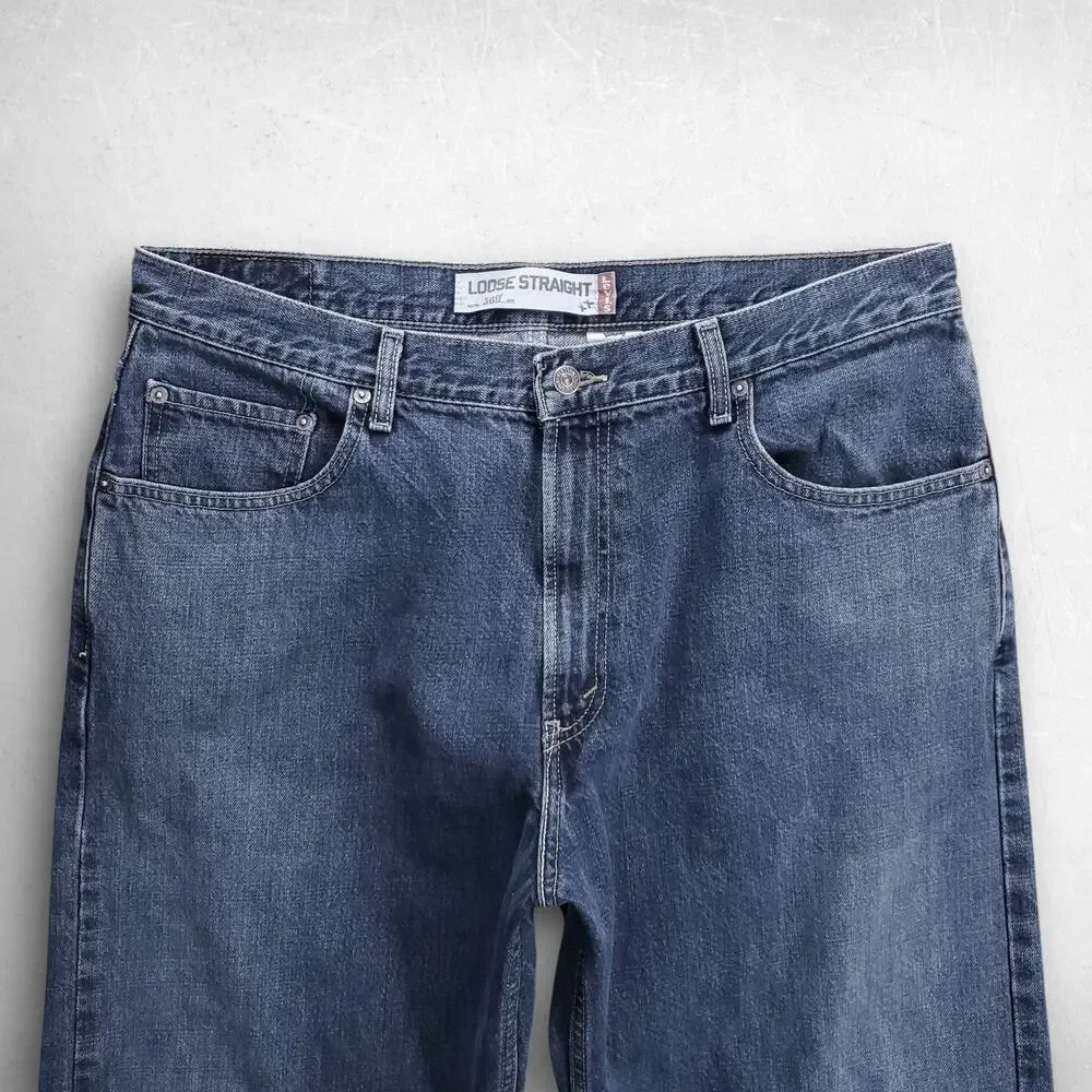 Levi's 569 Loose Straight Jeans Wide Leg 100% Cotton Men 36x30 Md Blue Vintage